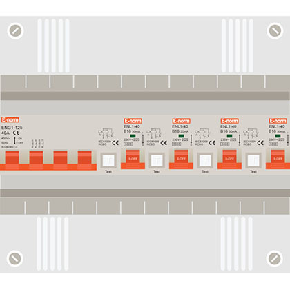 3 fase groepenkast met 4 aardlekautomaten