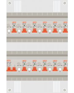 1 fase groepenkast met 11 aardlekautomaten