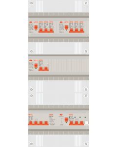 3 fase groepenkast met 6 lichtgroepen, kookgroep en 1 krachtgroep