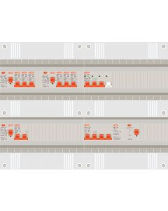 3 fase groepenkast met 6 lichtgroepen, kookgroep en 1 krachtgroep