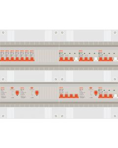 3 fase groepenkast met 7 lichtgroepen en 4 krachtgroepen