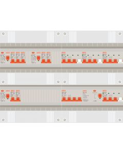 3 fase groepenkast met 7 lichtgroepen en 4 krachtgroepen
