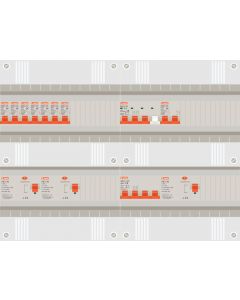 3 fase groepenkast met 7 lichtgroepen, kookgroep en 1 krachtgroep