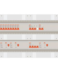 3 fase groepenkast met 8 lichtgroepen, kookgroep en 1 krachtgroep